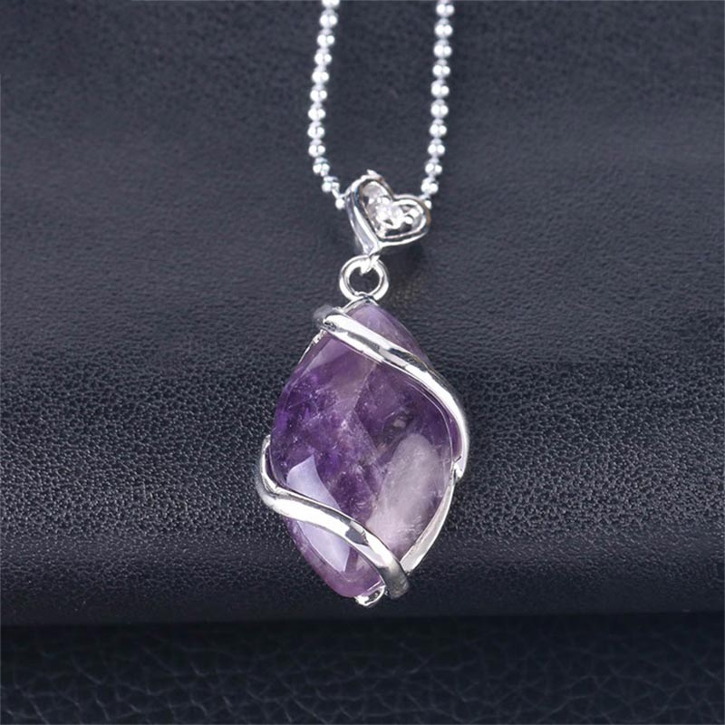 Buddha Stones Marquise Pattern Natural Crystal Stone Charm Necklace Pendant (Extra 35% Off | USE CODE: FS35)