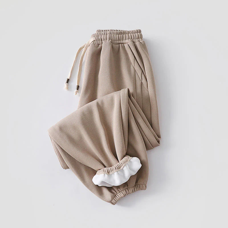 Buddha Stones Fall Winter Solid Drawstring Regular Fleece-Lined Elastic Waist Men's Cotton Harem Pants With Pockets