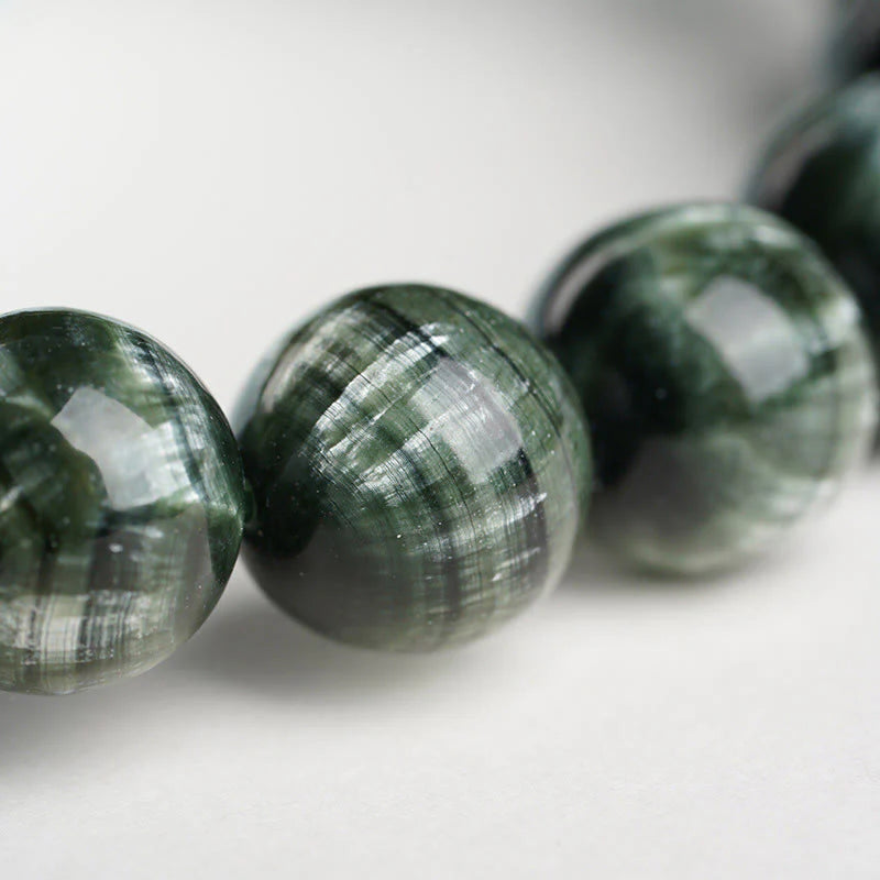 Buddha Stones Natural Seraphinite Round Emotional Balance Beaded Bracelet