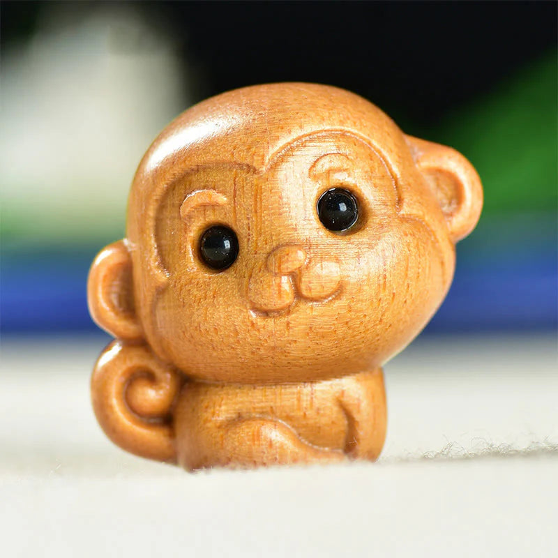 Buddha Stones Green Sandalwood Small Leaf Red Sandalwood Cute Monkey Animals Peace Decoration