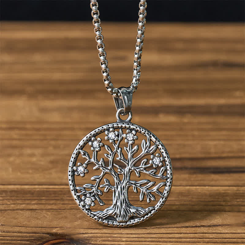 Buddha Stones The Tree Of Life Titanium Steel Creation Necklace Pendant