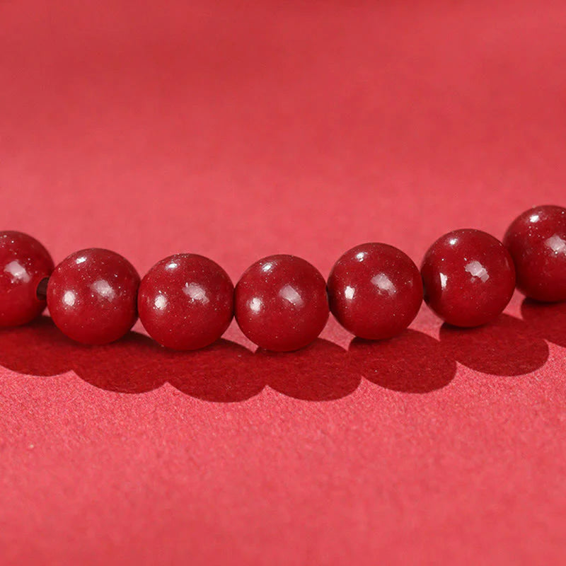 Buddha Stones Year of the Horse Cinnabar Jade Red String Blessing Bracelet
