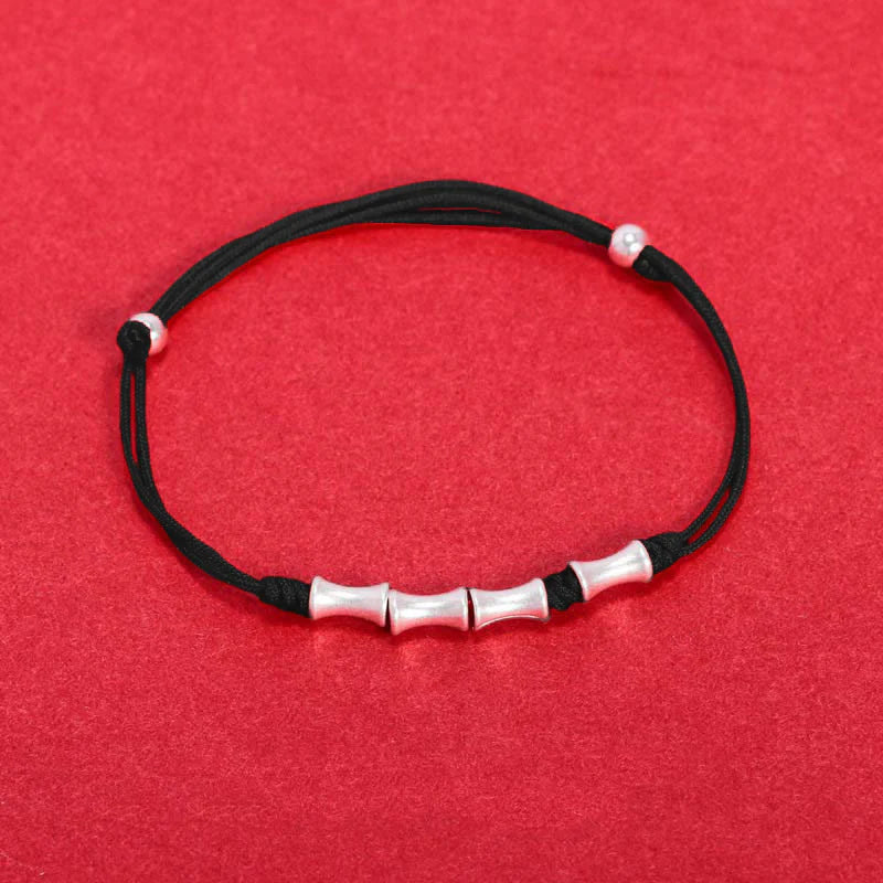 Buddha Stones 925 Sterling Silver Bamboo Design Protection Luck Braided Bracelet