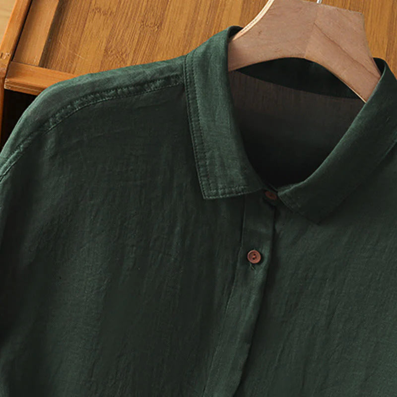 Buddha Stones Fall Commute Lapel Women's Long Sleeve Shirt With Pocket