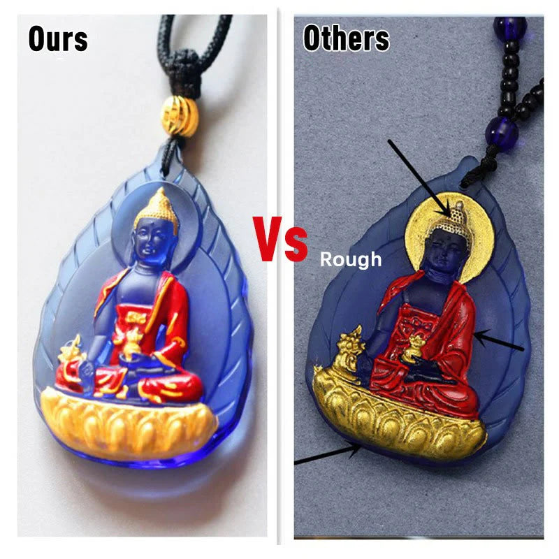 Buddha Stones Tibet Medicine Buddha Liuli Crystal Compassion Necklace Pendant (Extra 35% Off | USE CODE: FS35)