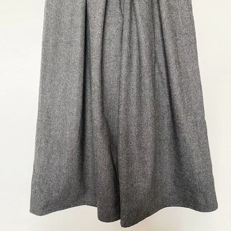 Buddha Stones Plain Elastic Waistband Design Women's 7-8 Length Wide Leg Pants With Pockets