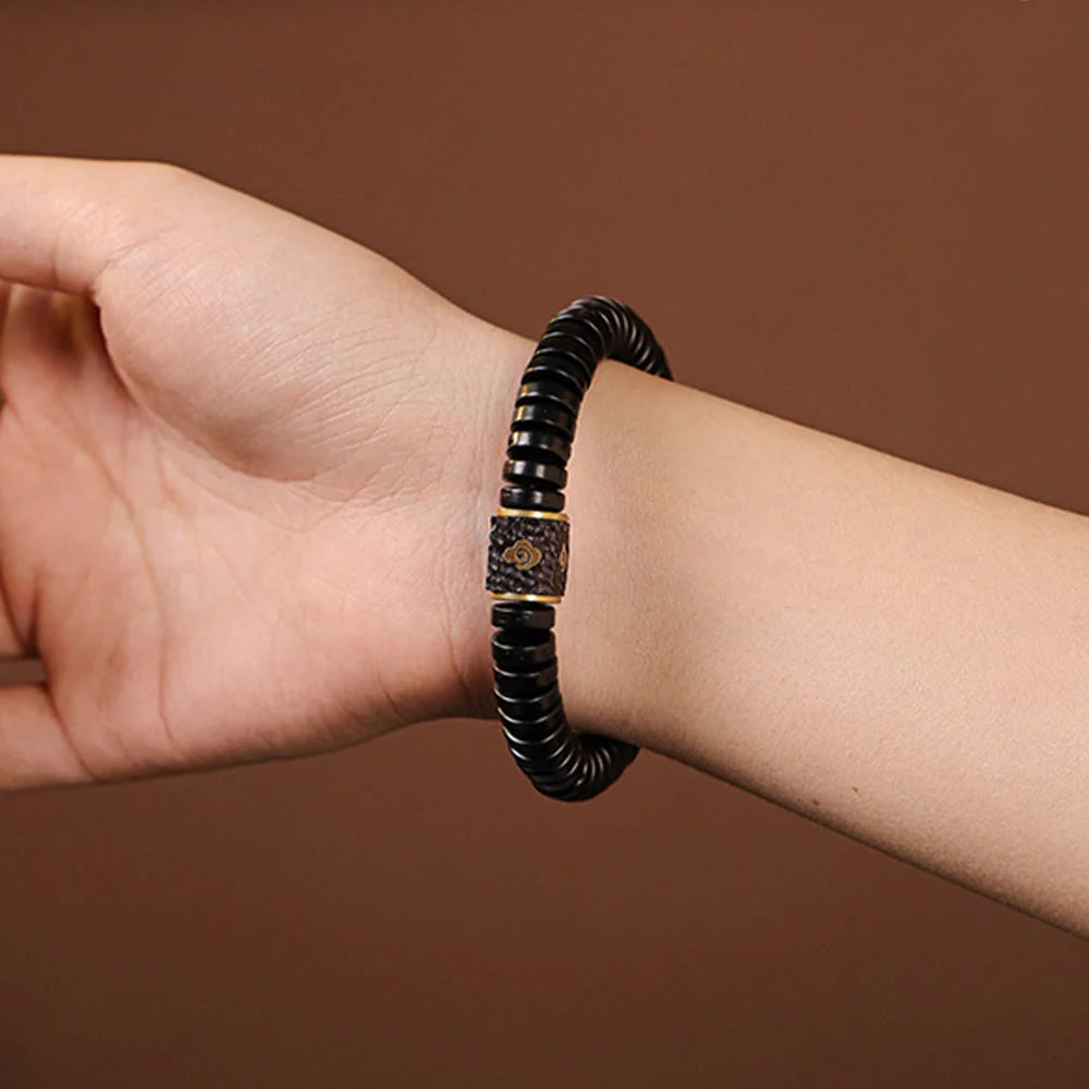 Buddha Stones Tibetan Coconut Shell Auspicious Clouds Positive Bracelet