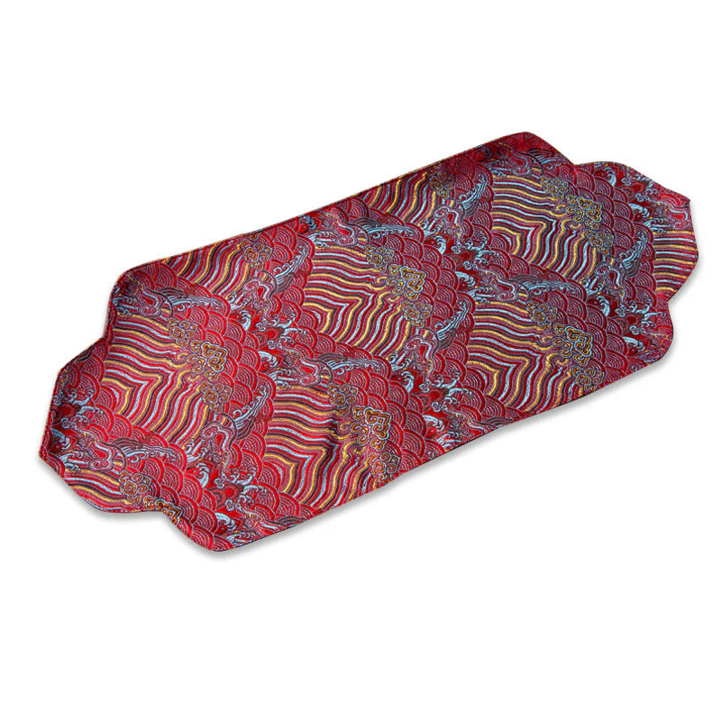 Buddha Stones Sea Wave Bamboo Plum Blossom Brocade Embroidery Cup Mat Pad Tea Cup Coaster Kung Fu Tea Mat