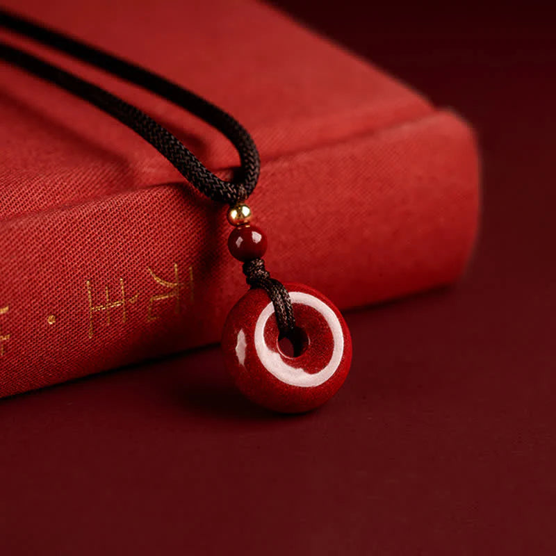 Buddha Stones Cinnabar Peace Buckle Calm Blessing Necklace Pendant (Extra 35% Off | USE CODE: FS35)