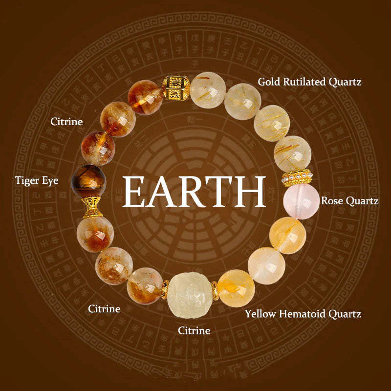 Buddha Stones Five Elements Various Agate Crystal Green Phantom Rutilated Quartz Green Grape Agate Malachite Luck Bracelet