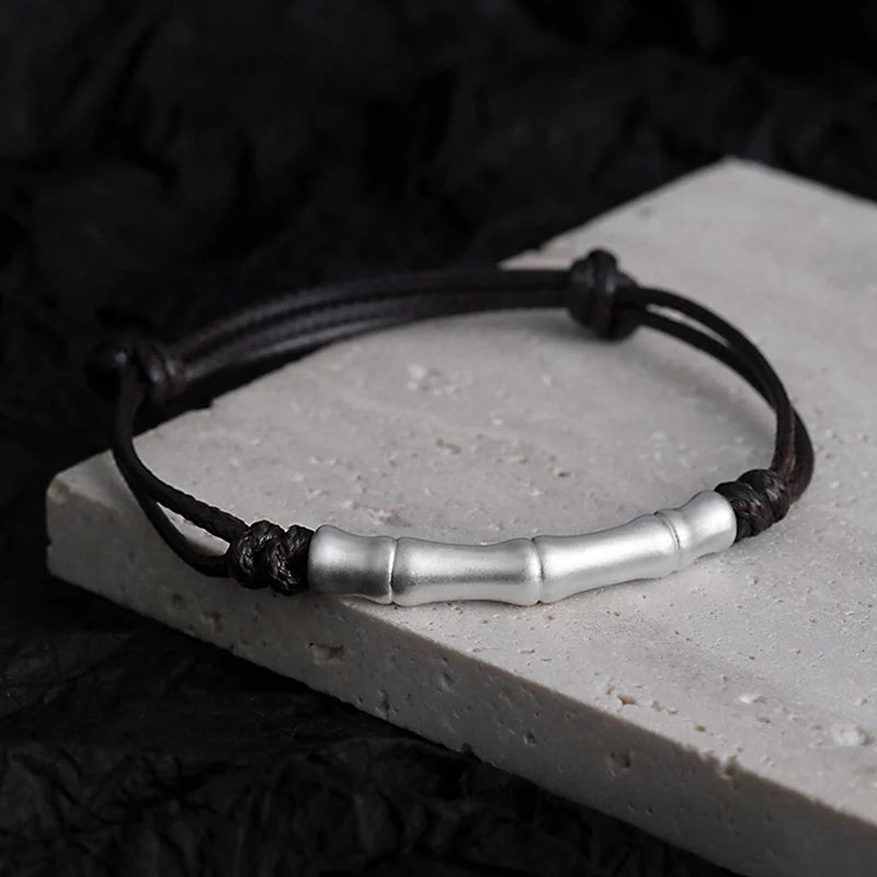 Buddha Stones 999 Sterling Silver Bone Pattern Luck Rope Braided Bracelet (Extra 35% Off | USE CODE: FS35)