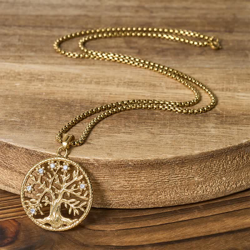 Buddha Stones The Tree Of Life Titanium Steel Creation Necklace Pendant
