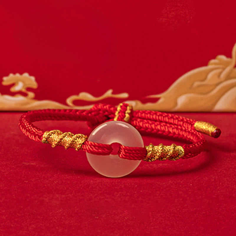 FREE Today: Luck and Connection White Chalcedony Peace Buckle Rope Knot Bracelet