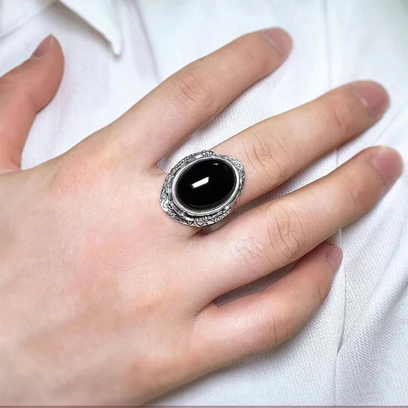 FREE Today: Transformation Strength Black Obsidian Koi Fish Symbol Adjustable Ring