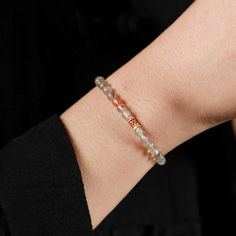 Buddha Stones Ultra-Thin Moonstone Koi Fish Healing Bracelet