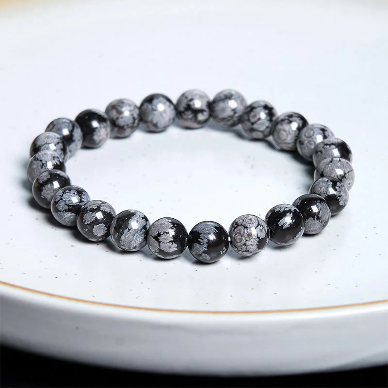 Buddha Stones Snowflake Obsidian Balance Bracelet