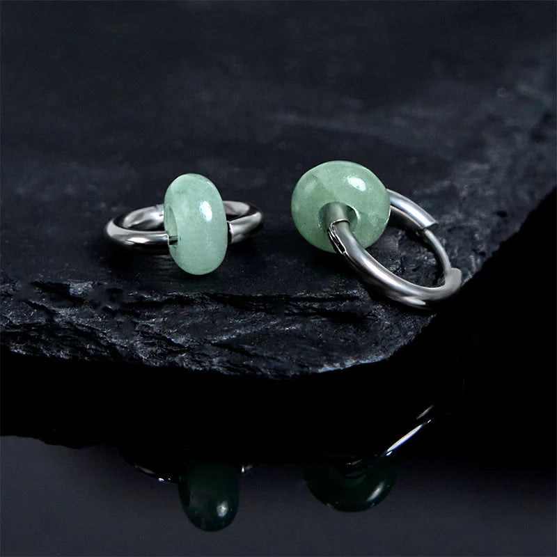 Buddha Stones Sending Calm and EleganceTitanium Steel Jade Earrings Includes Gift Message Card