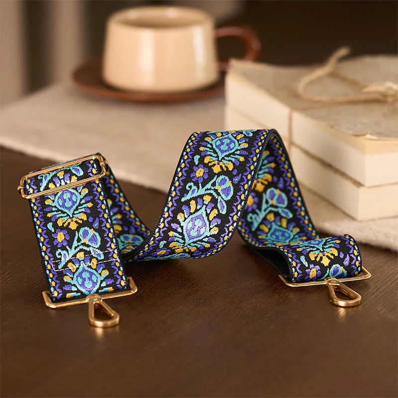 Buddha Stones Bohemian Flower Geometric Stripes Embroidery Adjustable Handbags Crossbody Shoulder Bag Purse Straps Replacement
