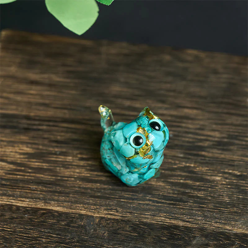FREE Today: Strength and Protection Crystal Drip Resin Small Cat Statue Decoration