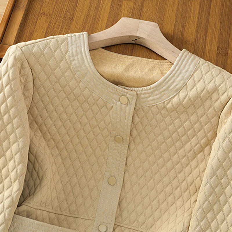 Buddha Stones Retro Plain Women's Cotton Long Sleeve Jacket With Pockets