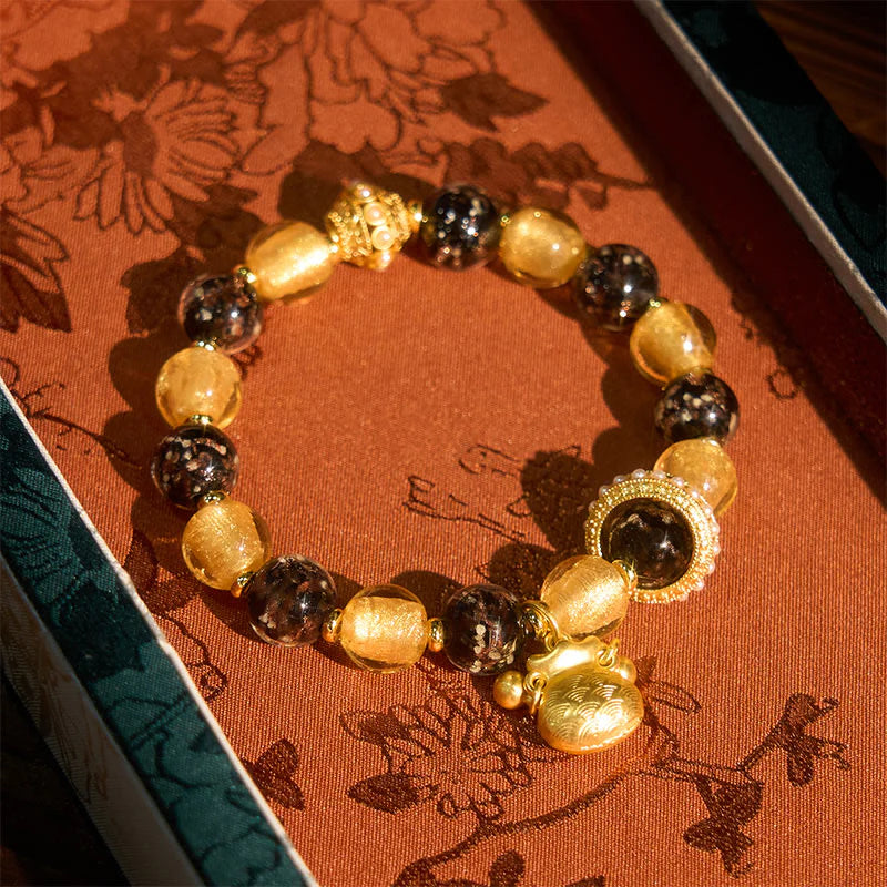 Buddha Stones Fu Character Liuli Glass Blessings Bracelet