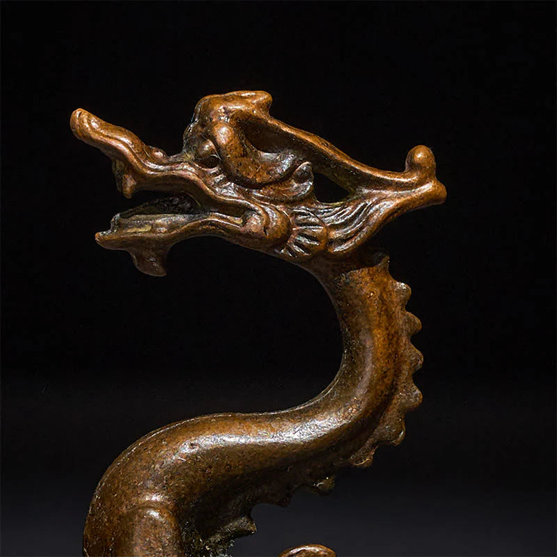 Buddha Stones Mini Dragon Alloy Luck Protection Home Decoration 7.6*2.5*5.4 cm
