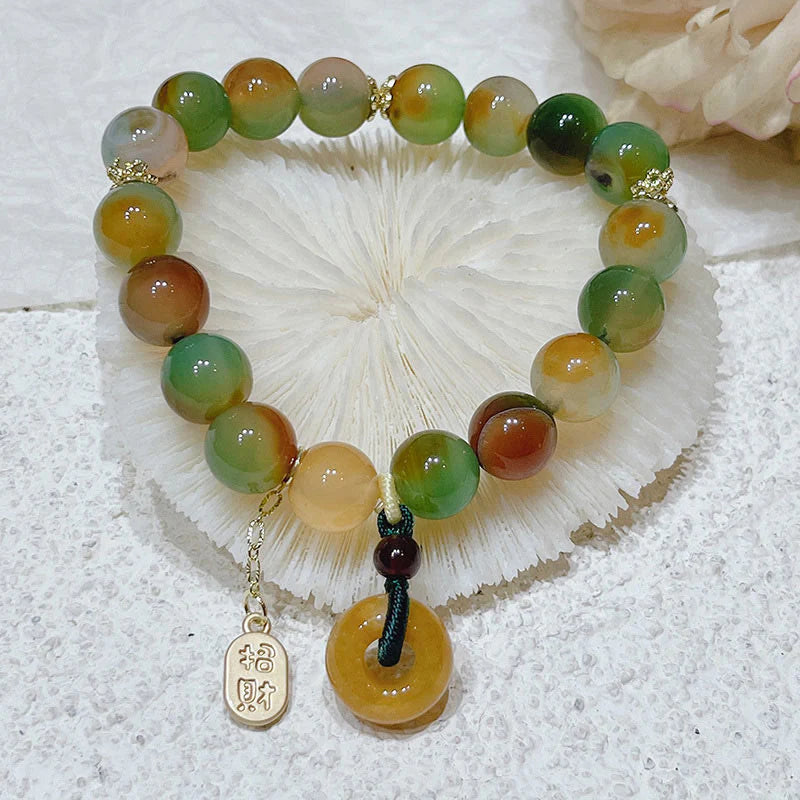 FREE Today: Wealth and Balance Peacock Agate Topaz Peace Buckle Fu Character Bracelet