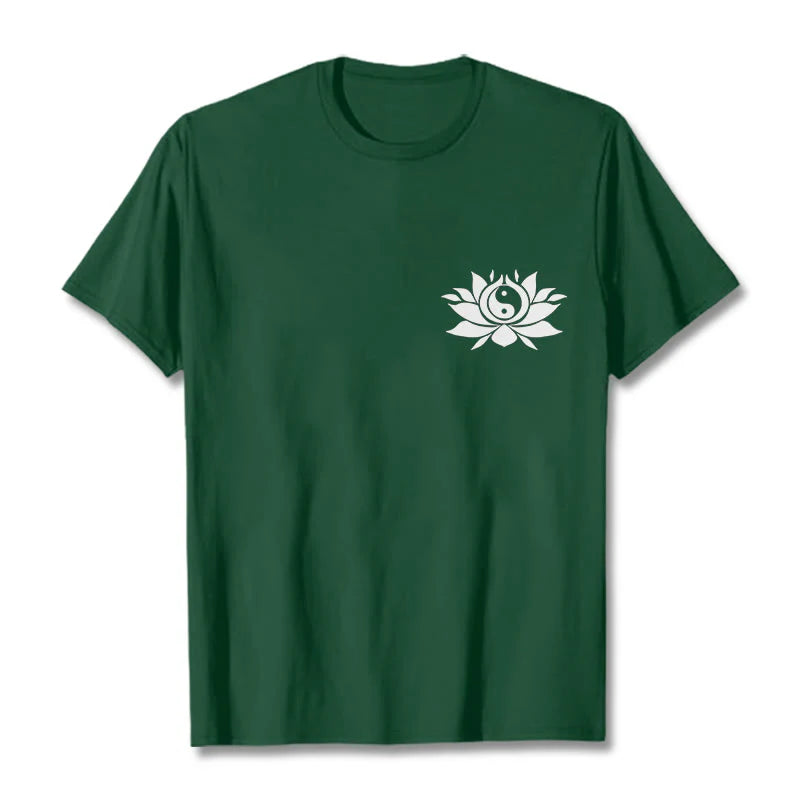 Buddha Stones Yin Yang Lotus Flower Design Tee T-shirt