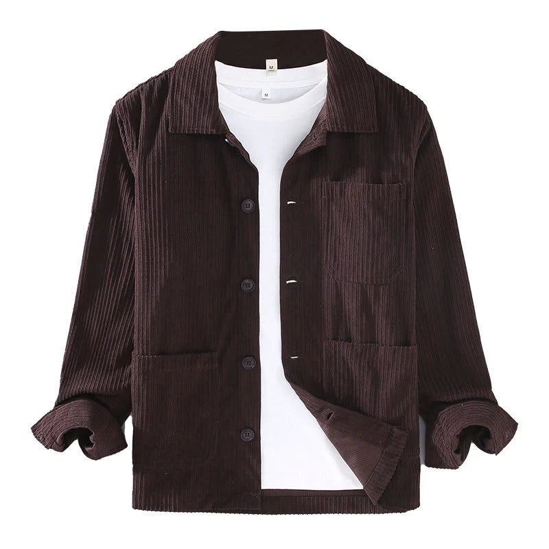 Buddha Stones Fall Lapel Design Long Sleeve Button Men's Jacket With Pockets