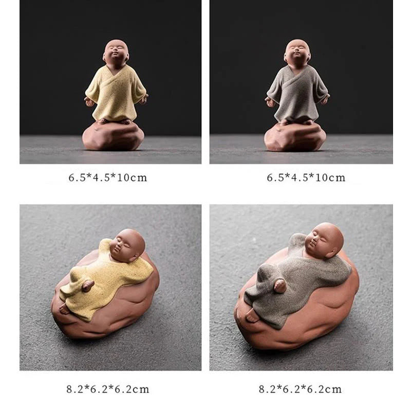 Buddha Stones Looking Up Resting Monk Ceramic Statue Compassion Home Decoration