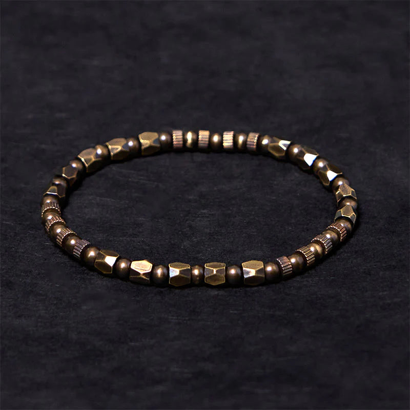 Buddha Stones Retro Distressed Irregular Design Copper Brass Luck Bracelet