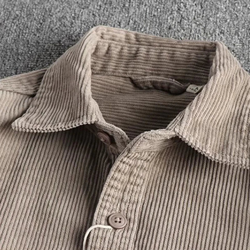 Buddha Stones Solid Color Single Breasted Buttons Men's Long Sleeve Thickened Jacket With Pockets