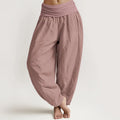 Buddha Stones LightPink Pure Cotton Women's Elastic Waist Harem  Pants