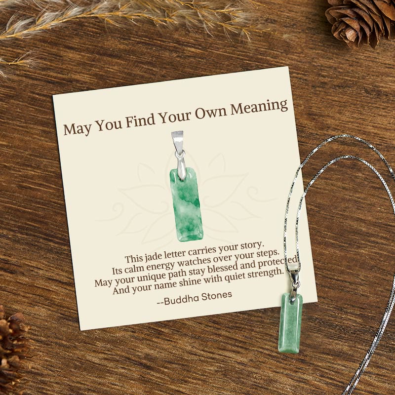 Buddha Stones May You Find Your Own Meaning Natural A-Z Letter Jade 925 Sterling Silver Chain Necklace Includes Gift Message Card