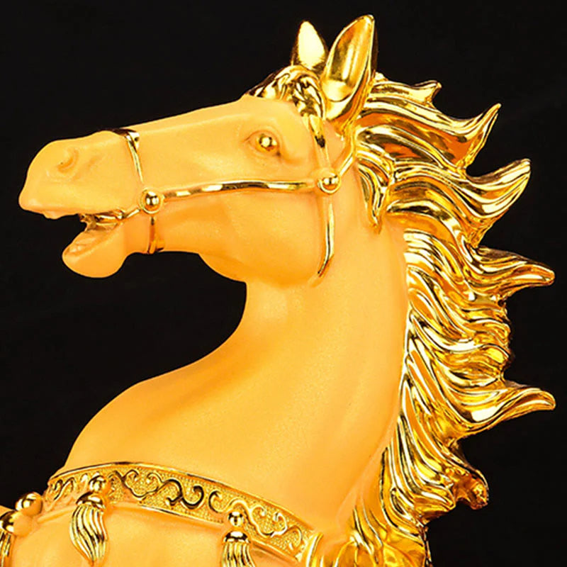 Buddha Stones  Good Fortune Year of the Horse Treasure Bowl Ingots Wealth Resin Home Decoration