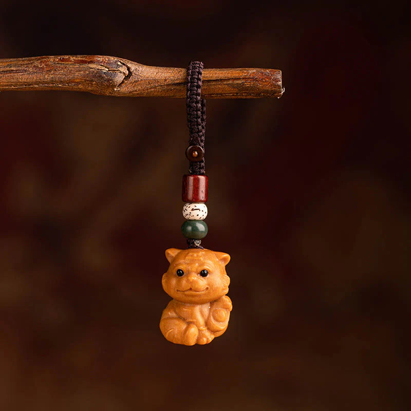 Buddha Stones Year Of The Horse Red Sandalwood Star Moon Bodhi Seed Blessing Key Chain