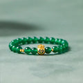 Buddha Stones 999 Sterling Silver Lucky Bag Green Chalcedony Calm Bracelet