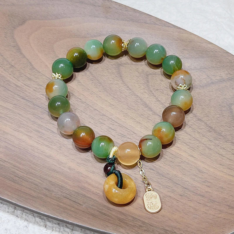 Buddha Stones May Balance and Safety Be With YouPeacock Agate Bracelet Includes Gift Message Card