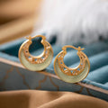 Buddha Stones Crescent Moon Jade Prosperity Drop Earrings