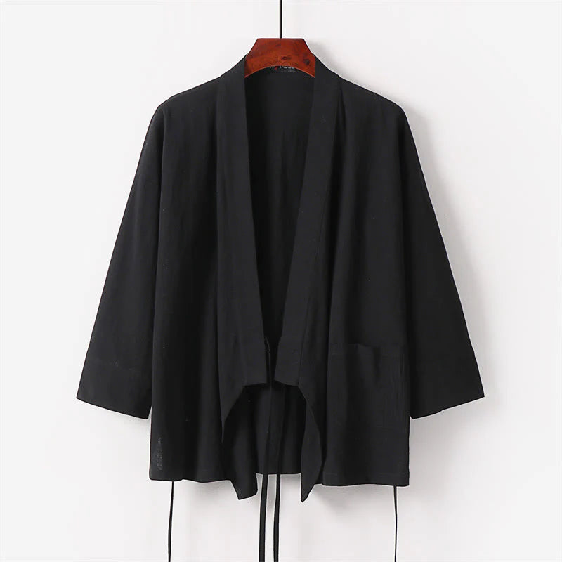 Buddha Stones 2Pcs Lace-up Cotton Kimono Pants With Pockets Men's Meditation Cloth Set
