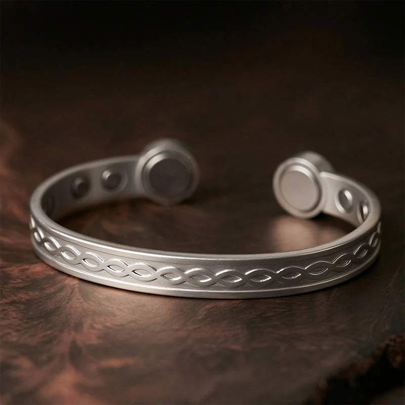 Buddha Stones Interwoven Loop Pattern Copper Balance Luck Open Cuff Bracelet Bangle