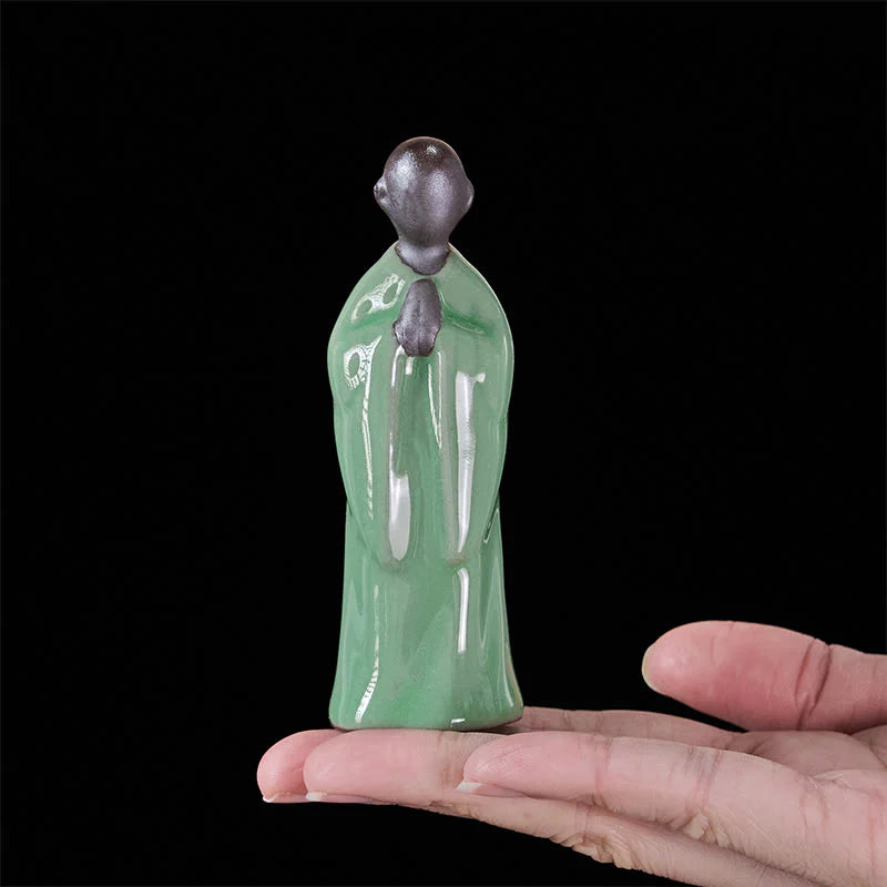 Buddha Stones Meditation Monk Ceramic Statue Serenity Home Decoration