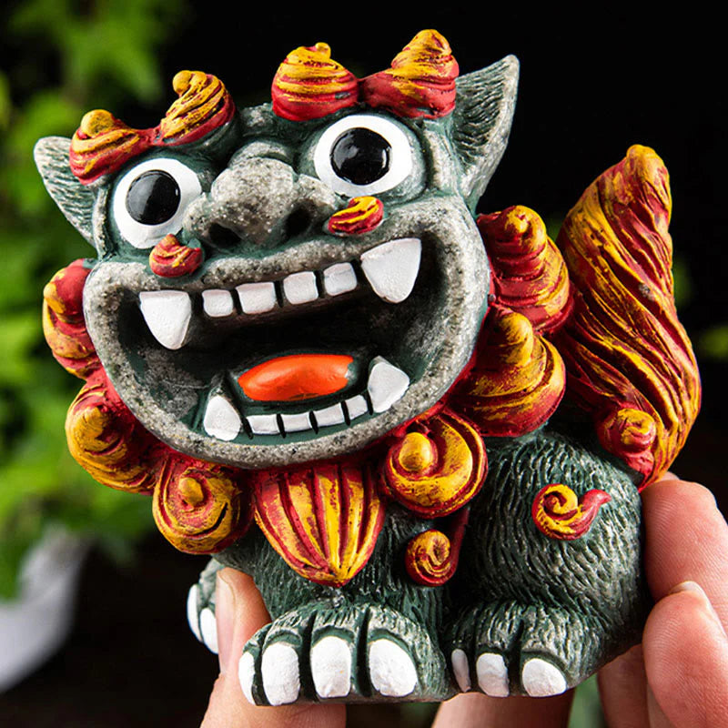 Buddha Stones Small Pair of Lion Fu Foo Dogs Ward Off Evil Protection Home Resin Decoration (Extra 30% Off | USE CODE: FS30)