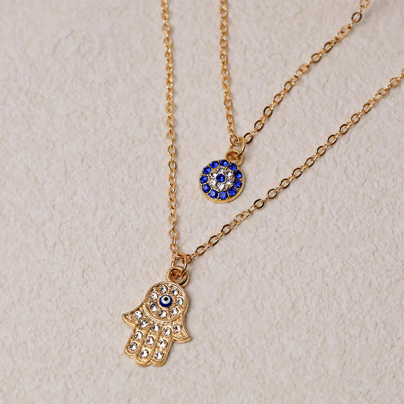 Buddha Stones Evil Eye Hamsa Symbol Blessing Luck Chain Necklace Pendant (Extra 35% Off | USE CODE: FS35)