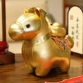 Buddha Stones Year Of The Horse Gold Ingot Cute Pony Doll Prosperity Home Decoration