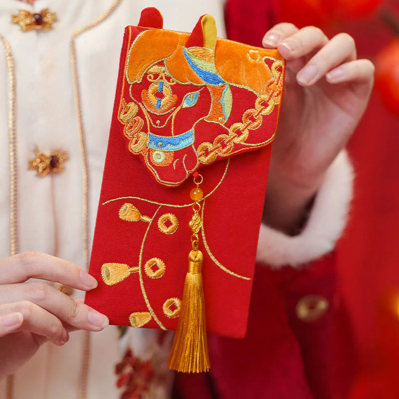 Buddha Stones Embroidery Year Of The Horse 2026 New Year Tassel Chinese Red Envelope