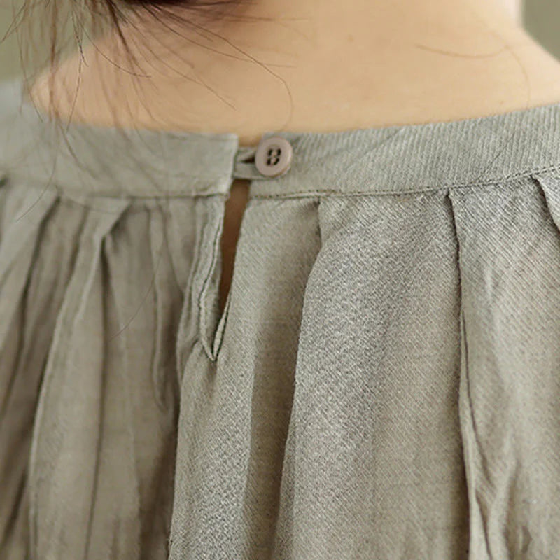 Buddha Stones Summer Wrinkles Simple Design Crew Neck Cotton Linen Women's Sleeveless Vest Waistcoat
