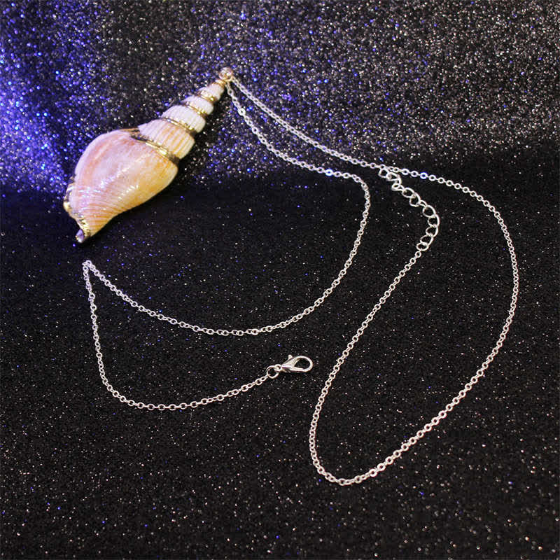 Buddha Stones Natural Shankha Conch Shell Seashell Lucky Necklace Pendant