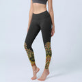 Buddha Stones Delicate Warm Tones Flower Leaf Pattern Print Gym Leggings Women's Yoga Pants