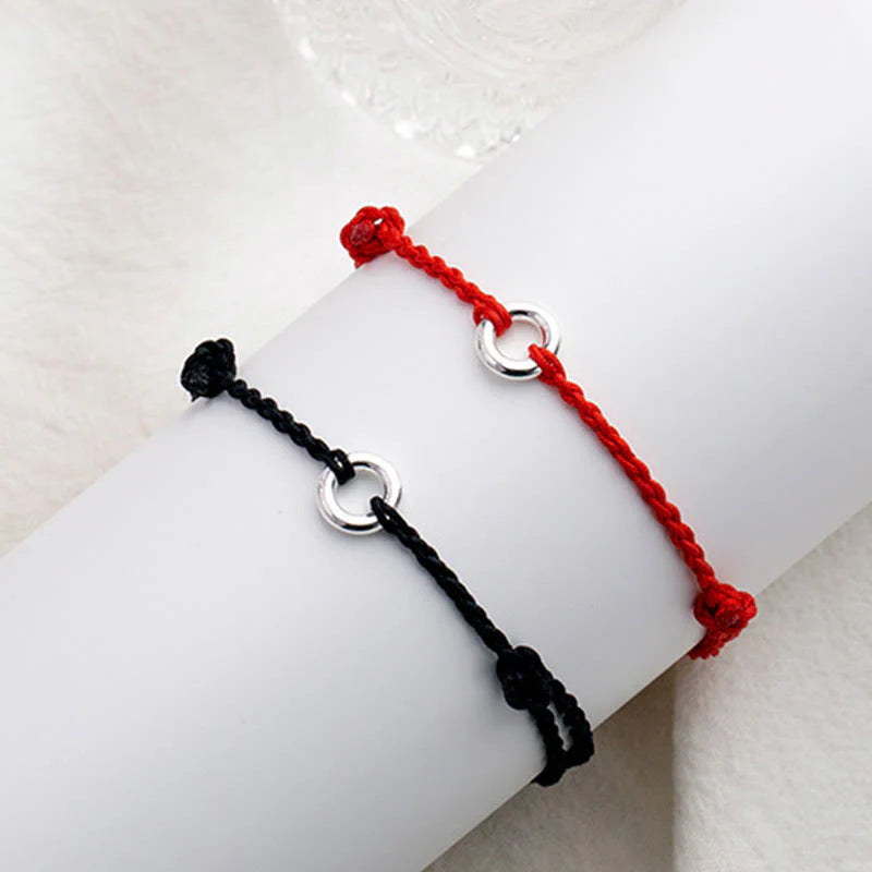 Buddha Stones 925 Sterling Silver Peace Buckle Luck String Braid Rope Anklet